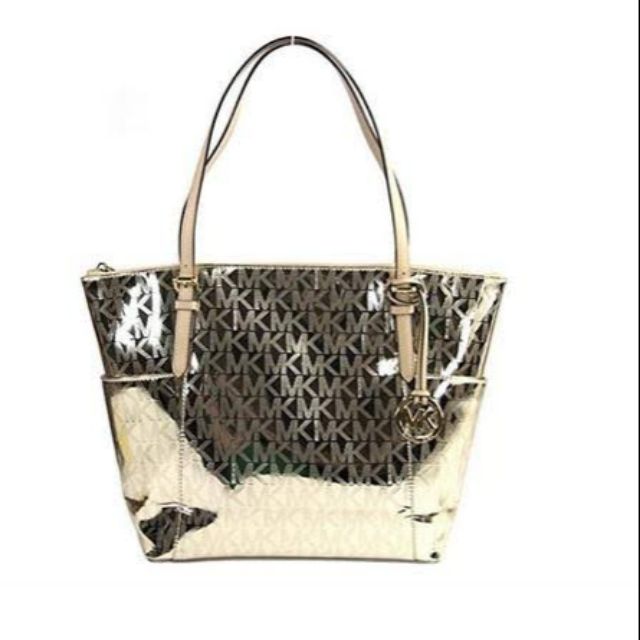 gold metallic handbag