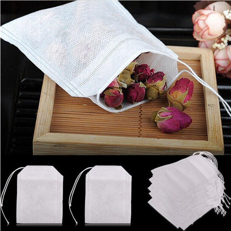 50Pcs Cotton Drawstring Chinese Medicine Bag / Empty Tea Bag Filter / Sachet Paper Teabags / Empty Herb Loose Tea Bag / Heal Seal Filter Teabags