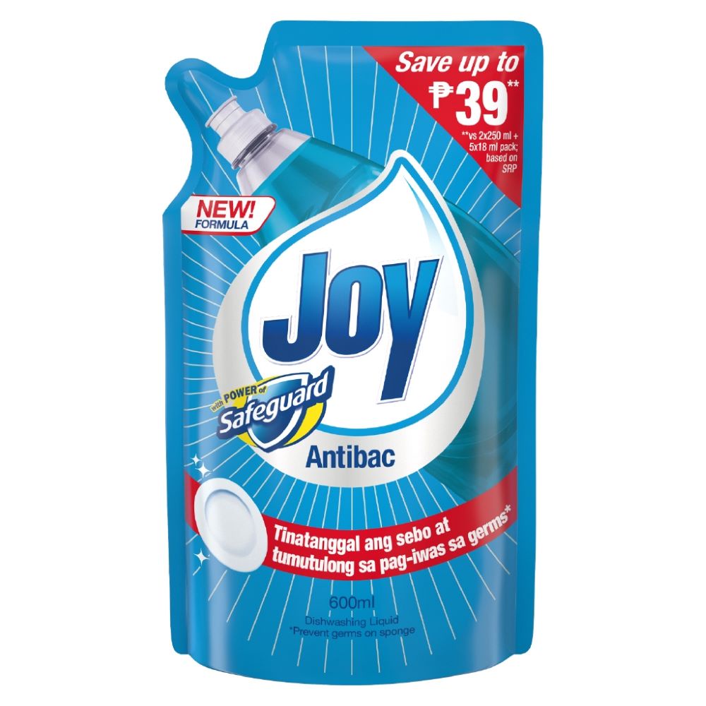 Joy Antibacterial Dishwashing Liquid Concentrate Safeguard 600mL