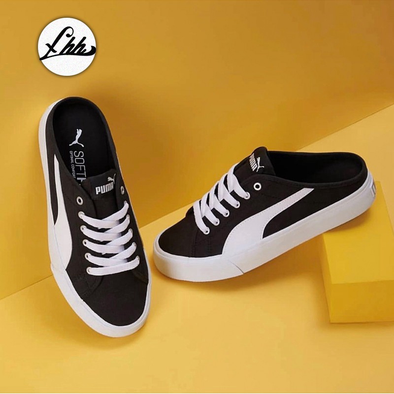 2 colors PUMA Puma Bari Mule black and white canvas shoes board shoes  371318-01 02 | Shopee Philippines