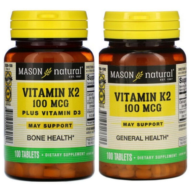Mason Natural Vitamin K2, 100 mcg, 100 Tablets Shopee Philippines