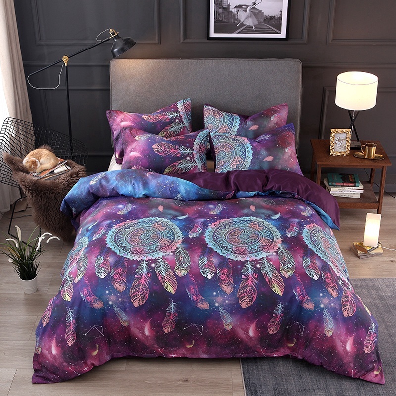Bohemian Purple Bedding Set Duvet Cover Set Wind Chimes Comforter