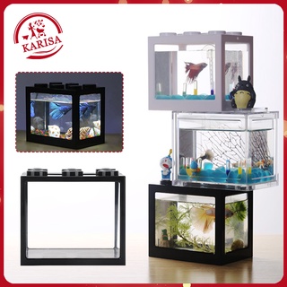 Small Betta Fish Tank With Lights Mini Aquarium Guppy Fish Tank