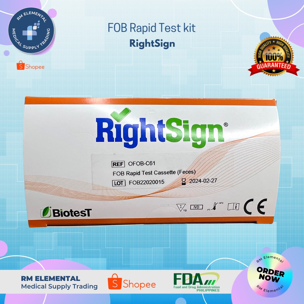 FOB fecal occult blood Rapid Test kit RIGHTSIGN per BOX 10 pieces