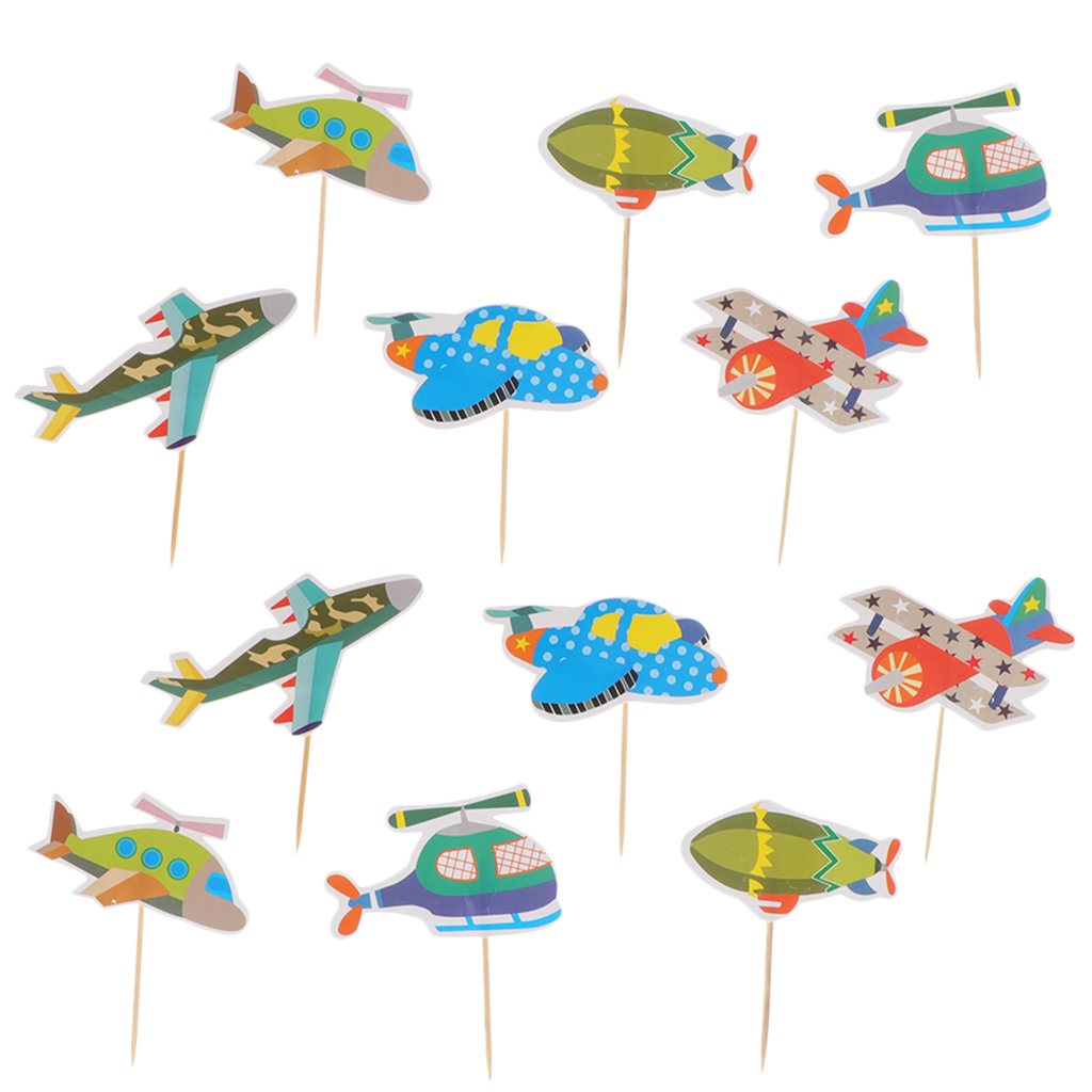 36pcs Cartoon Airplane Cake Toppers Creative Cake Picks Dessert Toppers ...