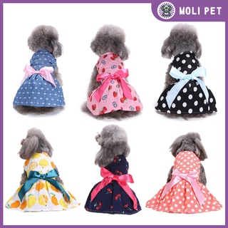 MOLI Pet Clothes Spring Summer New Style Polka Dot Dog Dress Small Medium-Sized Variety Of Designs Available