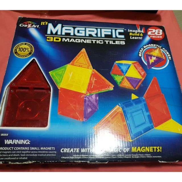 magrific 3d magnetic tiles 100 piece