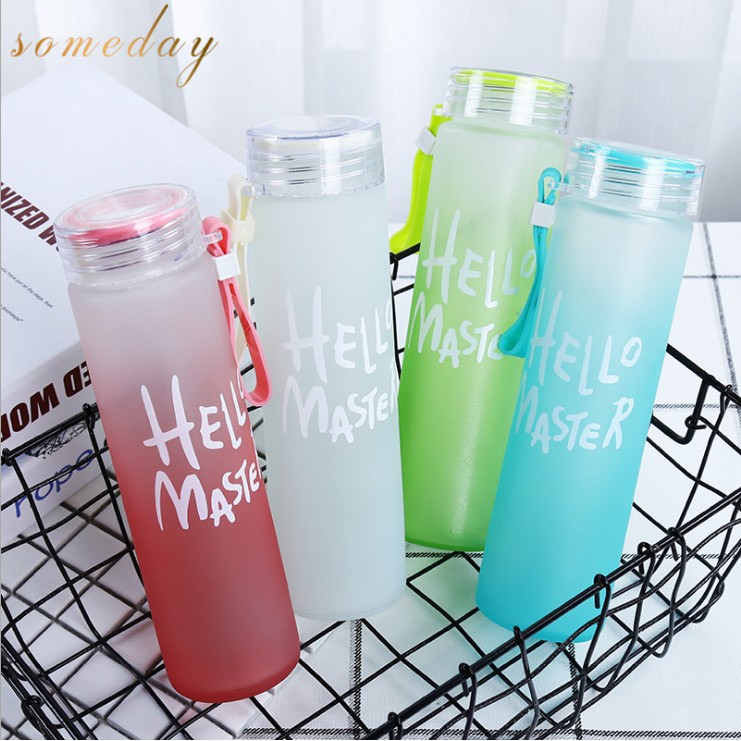 480ml Portable Gradient Color Frosted Water Tumbler Bottle Hello Master ...