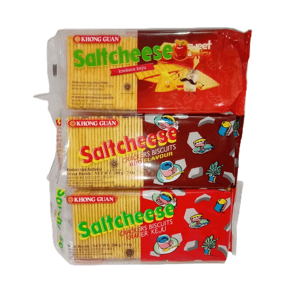 Khong Guan Saltcheese Original Spicy BBQ Cheese Crackers 200 gr