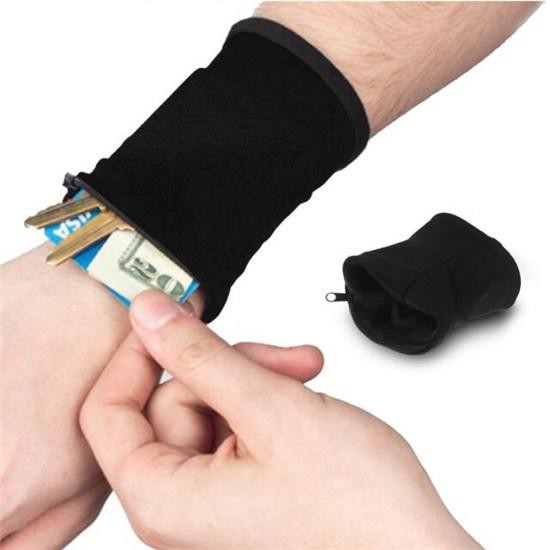 Cash Cards Protection Wrist Wallet for Travel Jogging Sports Hiking Zipper Wrist Pouch Walking ID Running Unisex Sweatband/Wristband Wallet for Keys 