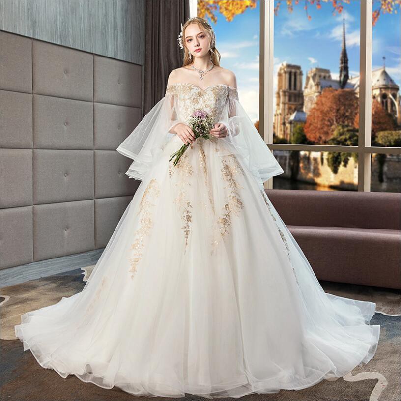 wedding dress with long tail