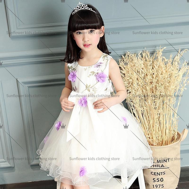 ◇Girls dress 4 Korean fashion 5 flower 6 bow 7 summer sleeveless 8 tulle dress 9 princess dress 10 tutu 11 birthday party 12 baptism anniversary dress 3-13 years old girl clothes elementary school student performance costume