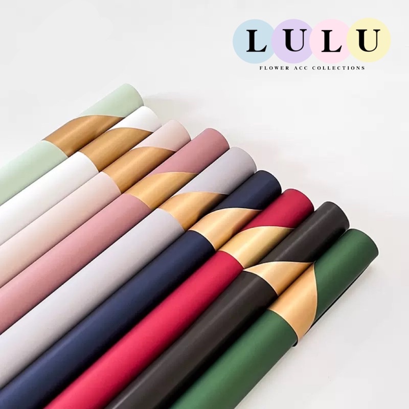 20sheets 2 sided gold and plain flower wrapping paper gift wrappers