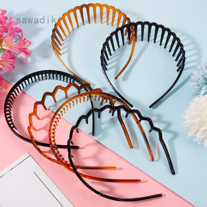 豪華な 8 Pieces Women Girls Hard Plastic Headband Hair Hoop Black And Brown High Grade Ldc La