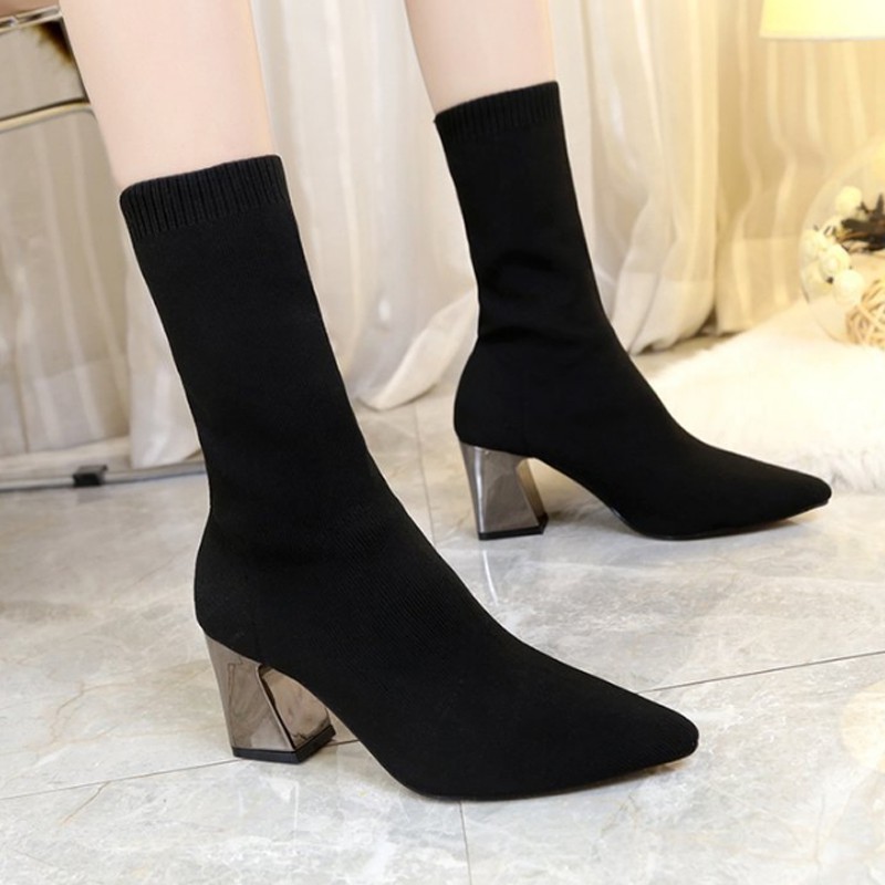 womens black sock boot