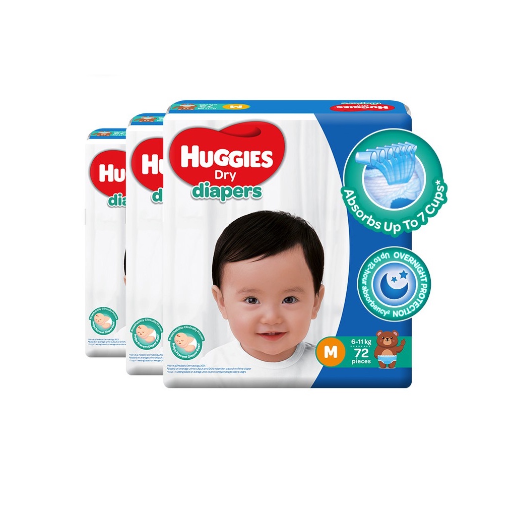 Huggies Dry Diapers Medium 3 Packs 216 Pieces Shopee Philippines