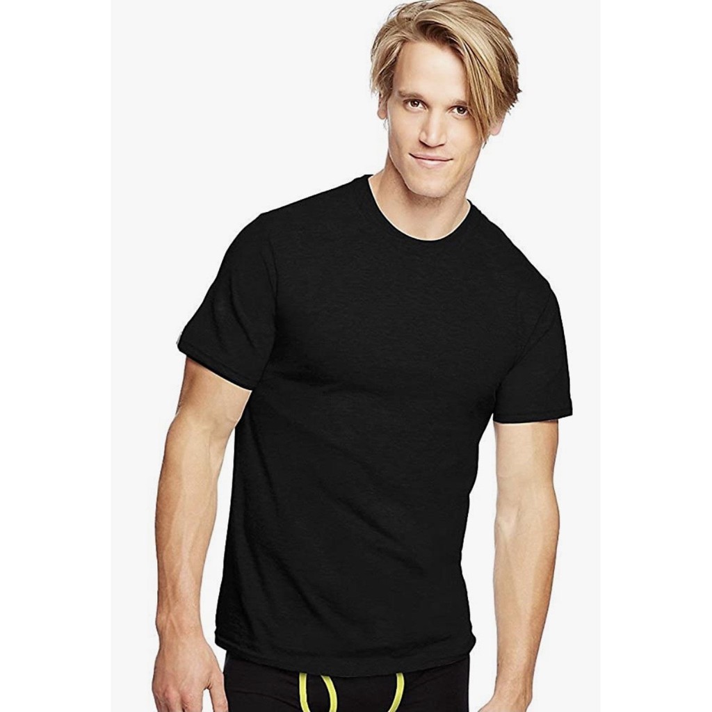 hanes crew neck t shirts black