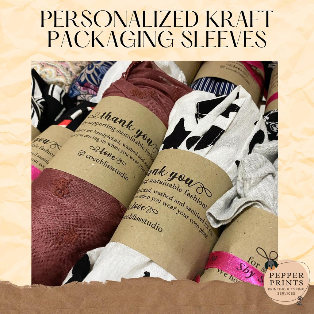 PERSONALIZED KRAFT PAPER PACKAGING SLEEVES (4X13 INCHES) Shopee