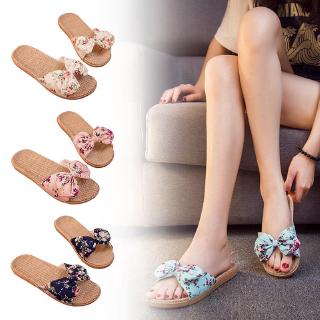  Sandal  Selop  Wanita  Bahan Linen Aksen Pita  Untuk Musim 