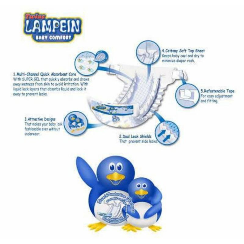 Twins Lampein Baby Diaper Newborn (Small) 66pcs+6pads