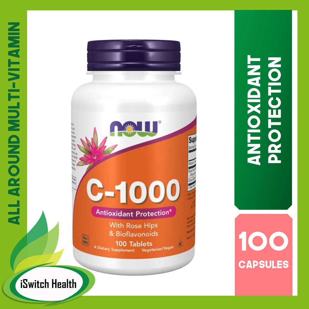 Now Foods Vitamin C 1000 With Rose Hips 1000mg 100 Tablets Shopee Philippines