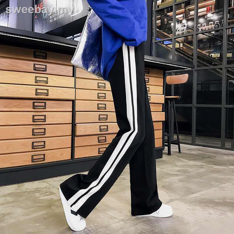 2020 new wide-leg pants sports women s spring, summer, autumn and winter fall feeling high waist students loose drape split casual