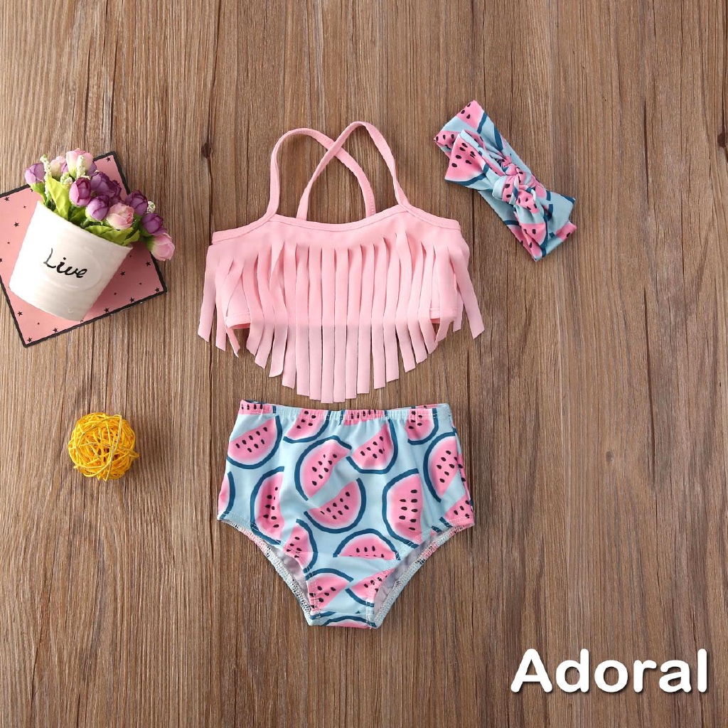 Infant Baby Girl Bikini Swimsuit Outfits for Girls Summer Halterneck Suit Bikini Sets Swimwear Clothes 2/3Pcs 