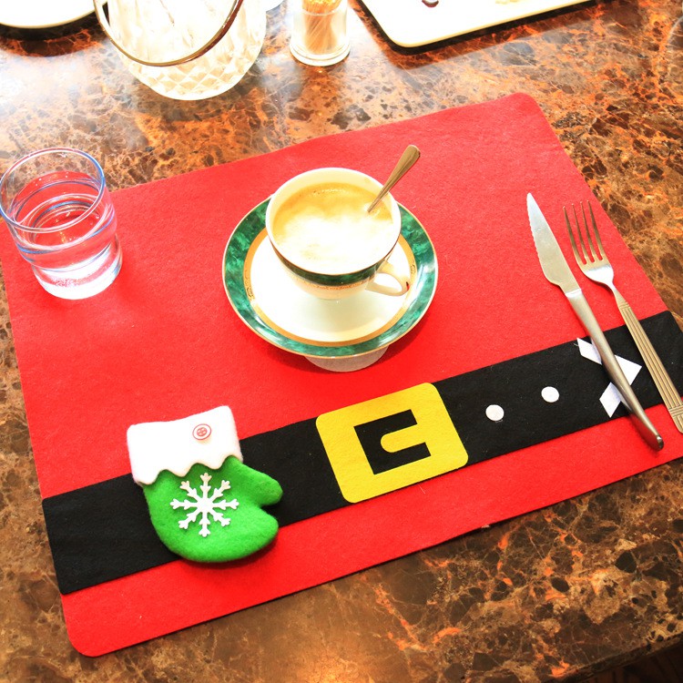 4pcs Christmas Placemat Xmas Pad Dining Table Mats Restaurant Home