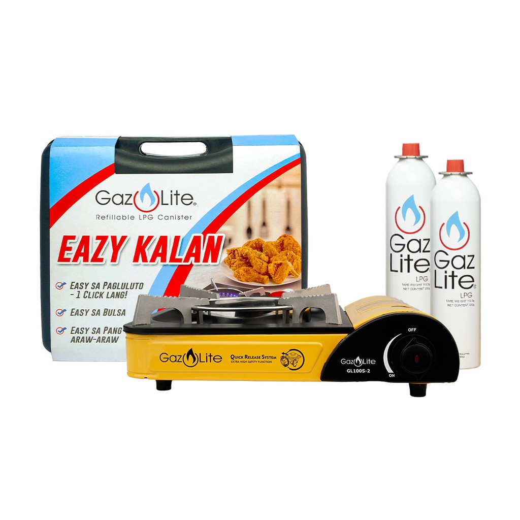 Gaz Lite Yellow Eazy Kalan( Portable LPG Stove) + 2 Gaz Lite 330g LPG Cylinders Shopee Philippines