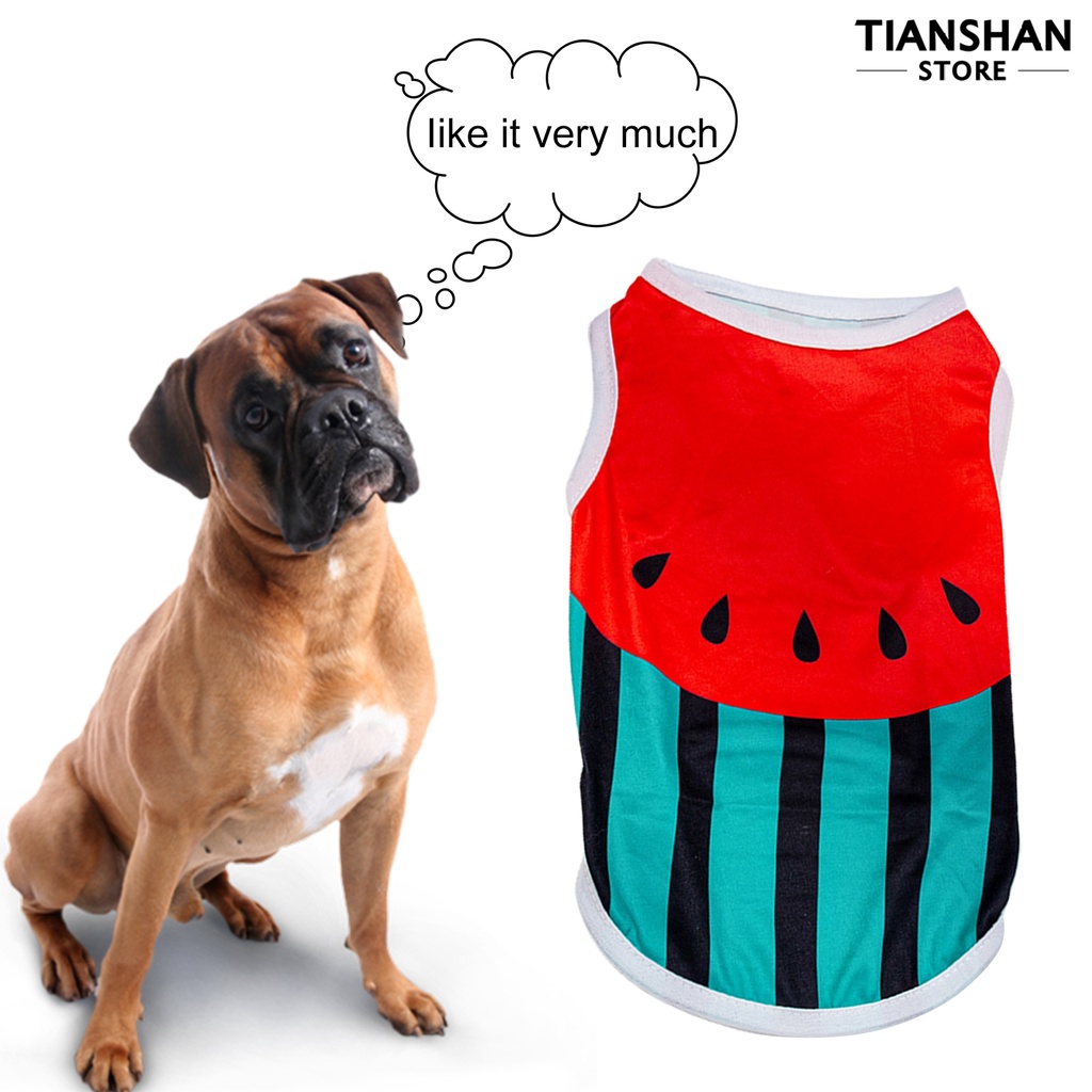 Tianshan Pet Pajamas Stripe Pattern Letters Printing Watermelon Drawing Pet Dog Sleeveless Coat Clothes for Outdoor #3