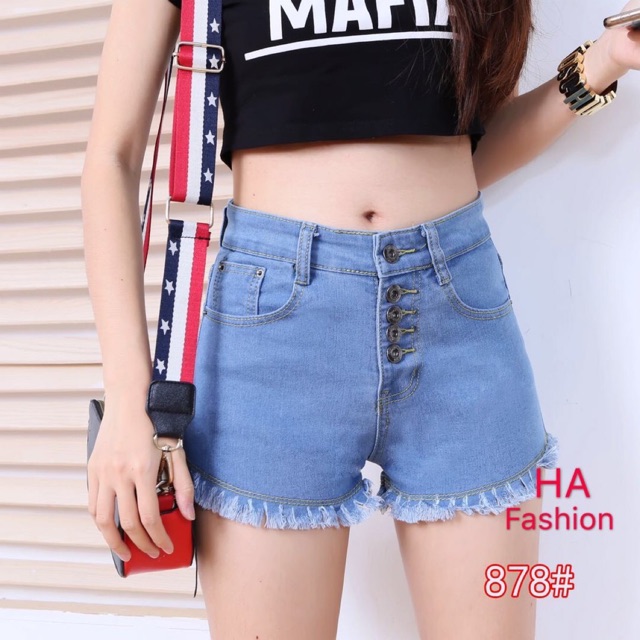 stretch denim shorts