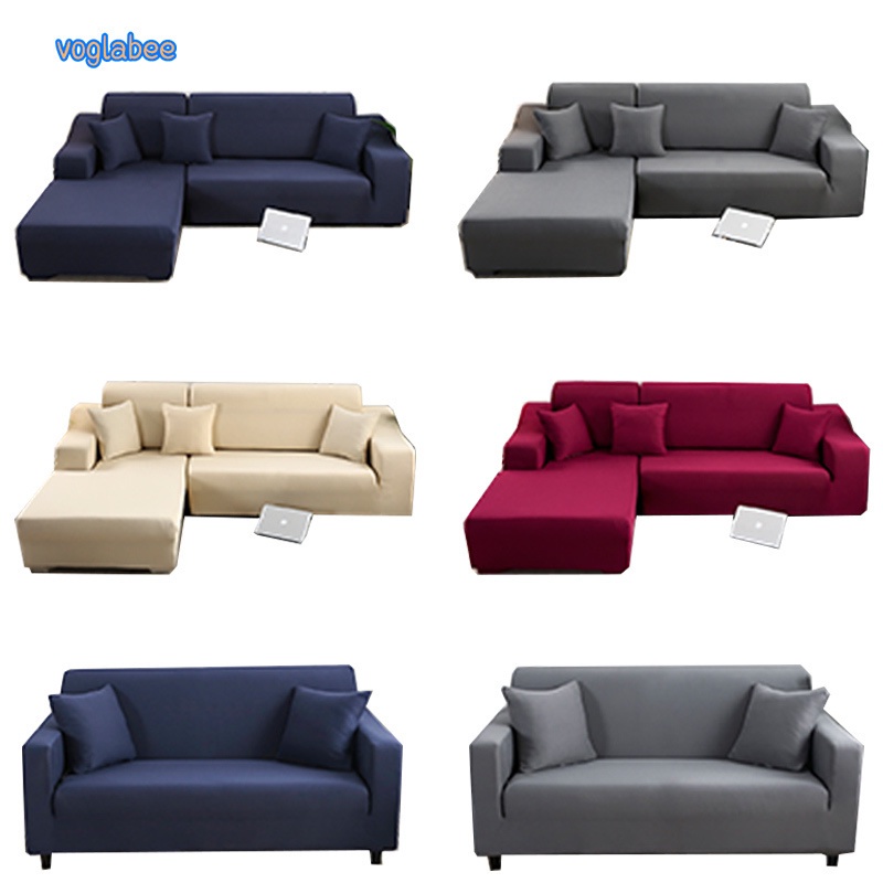 Solid Color Corner Sofa Cover Elastic 1/2/3/4 Seater L Shaped Couch
