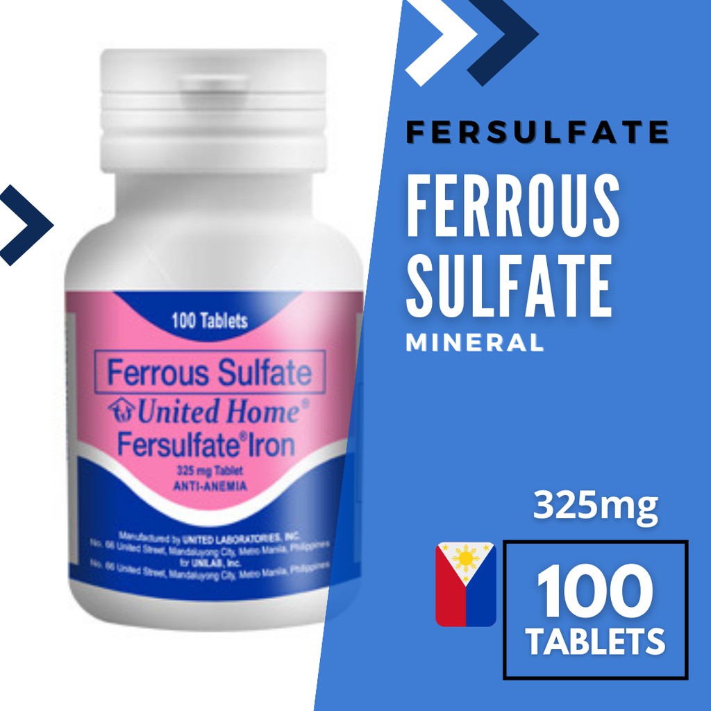 United home fersulfate ferrous sulfate iron 325mg 100 tab shopee 