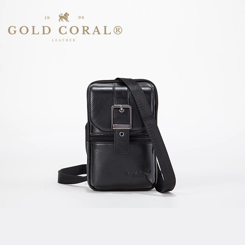 gold coral leather bag