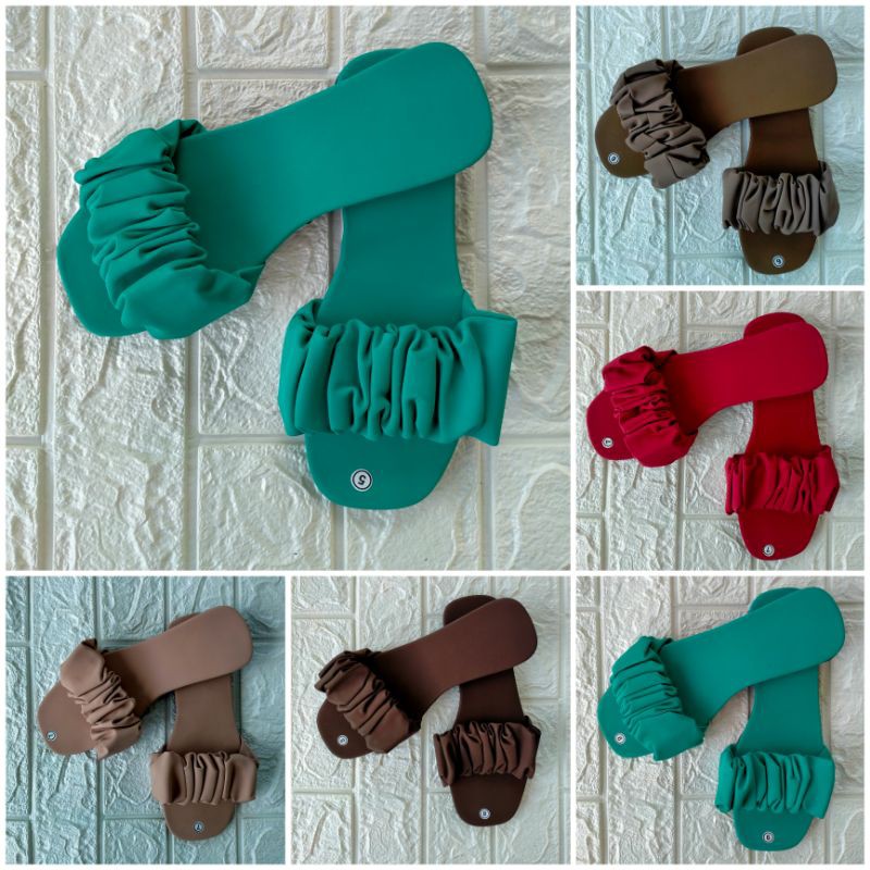 Classy Crumpled Strap Flat Sandals Shopee Philippines