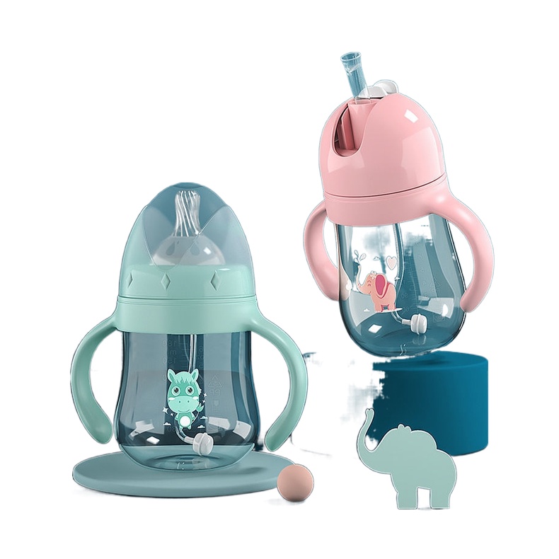 △Two head Baby Feeding Milk Bottle Close to Nature Bady With Handle 180ml 300ml ( 6oz 10oz) Nipple