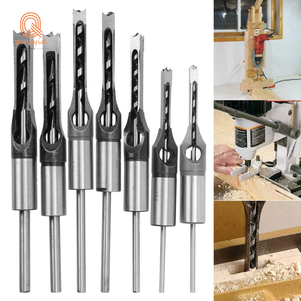  7pcs 1 4 to 1 2 Square Hole Drill Bit 45 Steel Mortising 