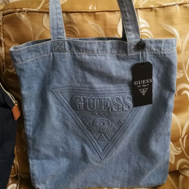 guess denim tote bag