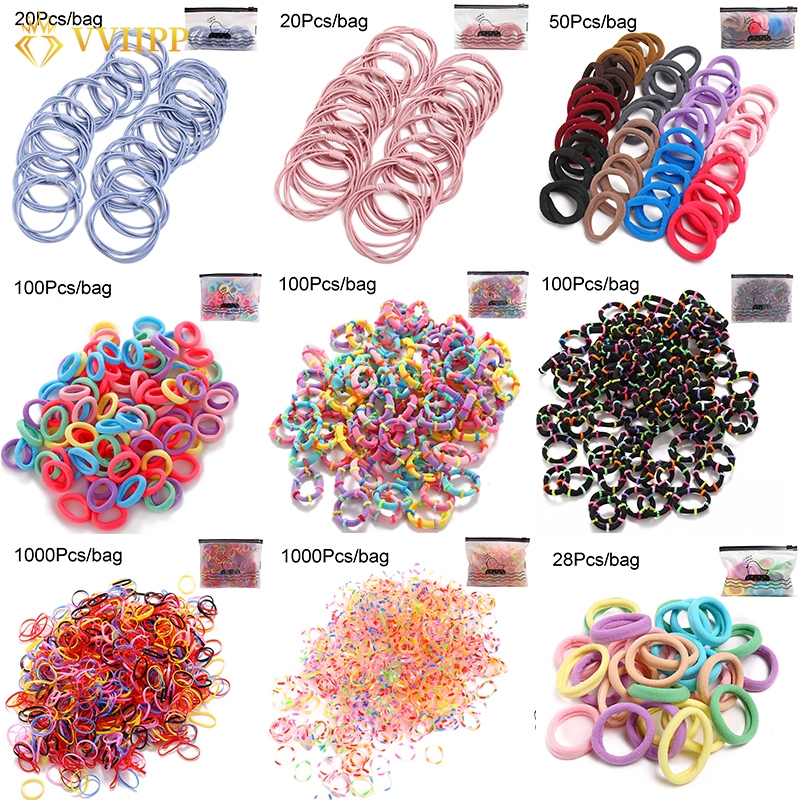 1000/100/50/20 Pcs Fashion Baby Kids Elastic Hair Band Korean Ponytail ...