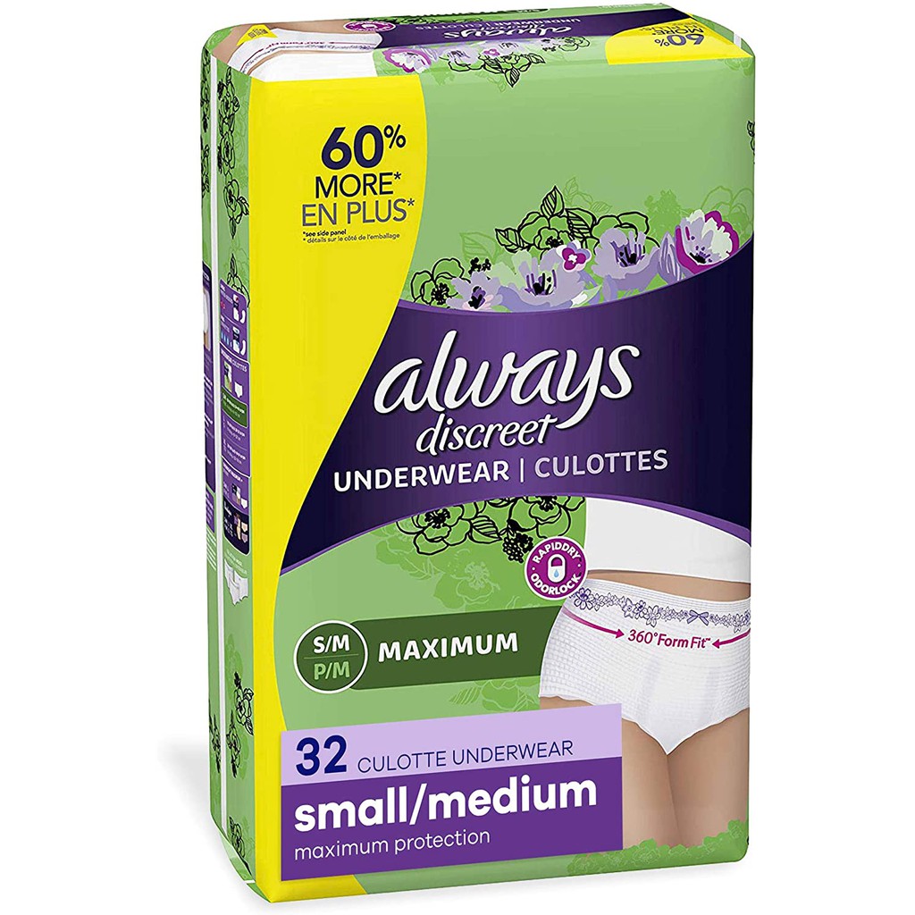 Always Discreet Incontinence & Postpartum Underwear/ adult diaper for ...