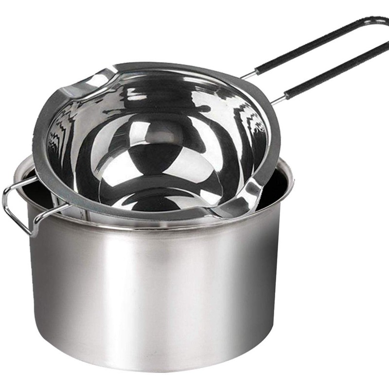 DingSheng Stainless Universal Double Boiler for Butter Chocolate Cheese Caramel Double Boiler Universal Insert 2 Cup Stainless Steel Melting Pan 