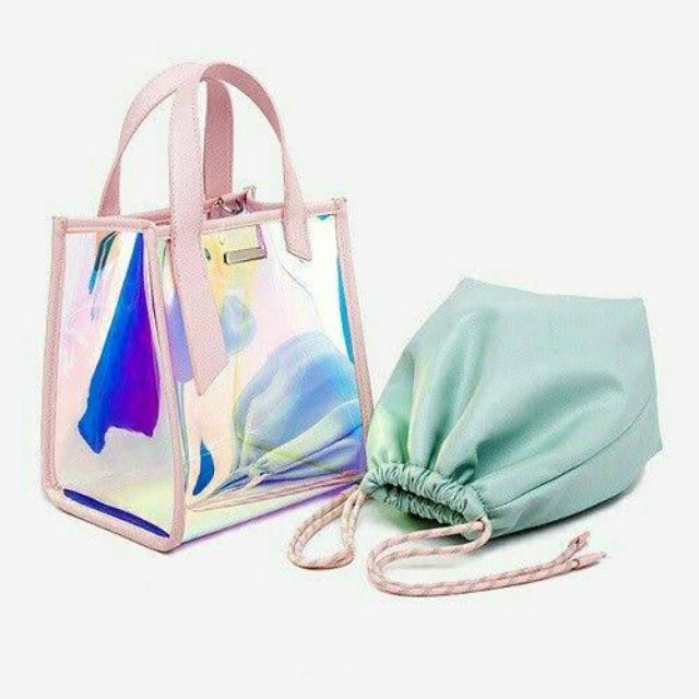 charles and keith holographic bag