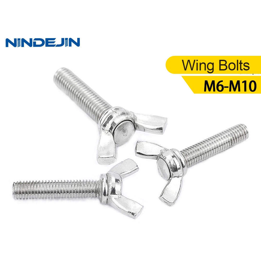 NINDEJIN 15Pcs Wing Bolts Butterfly Bolts M6 M8 M10 Wing Head Thumb