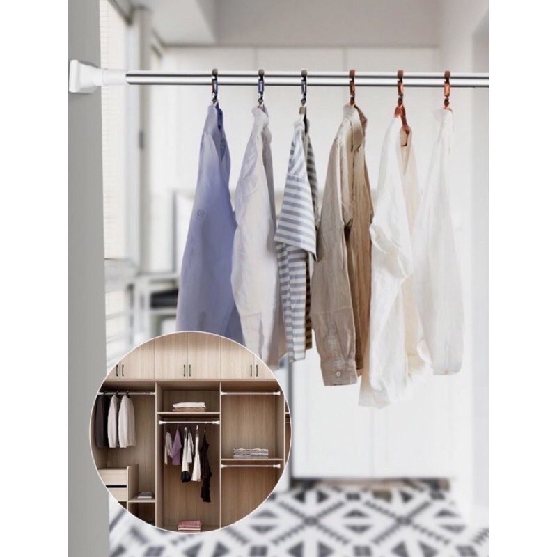 Punchfree tension rod shower Curtain Rod Adjustable Clothes Rack