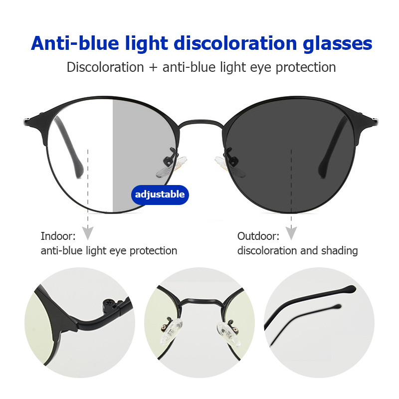 [codandready]anti Radiation Photochromic Eye Glasses For Women Men Frame Replaceable Lens