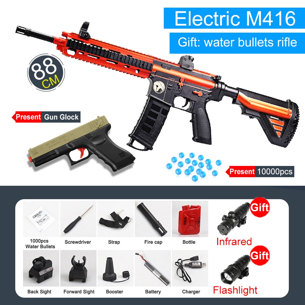 Electric Blaster Water Gun Toy Guns M416 Safety Gel Ball Bullet Outdoor