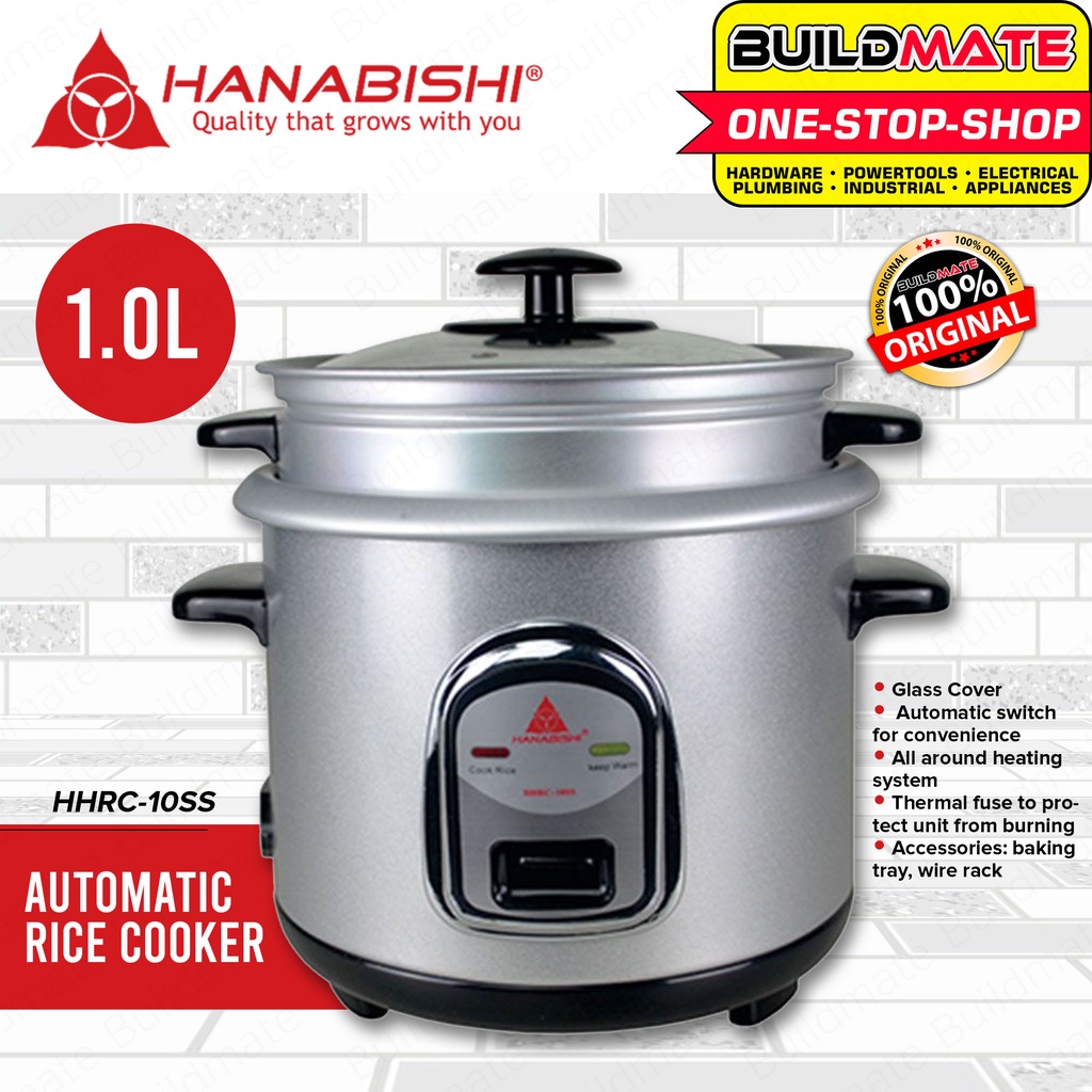 HANABISHI Rice Cooker with Steamer 1L 5 CUPS Silver Series HHRC-10SS