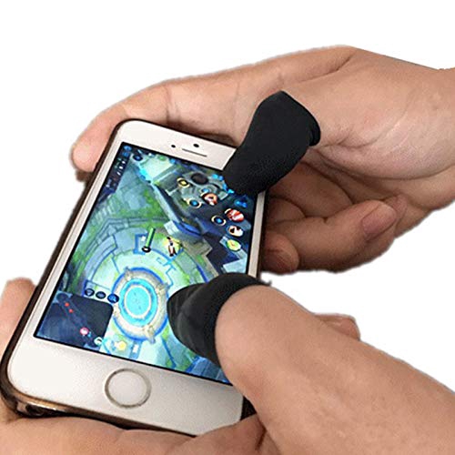 Gaming Finger Sleeve Black White, 20 Pieces Breathable Untral Thin Full Touch Screen Finger Sleeves Thumb Sleeves for Mobile Gaming Touchscreen Smart Phone Games
