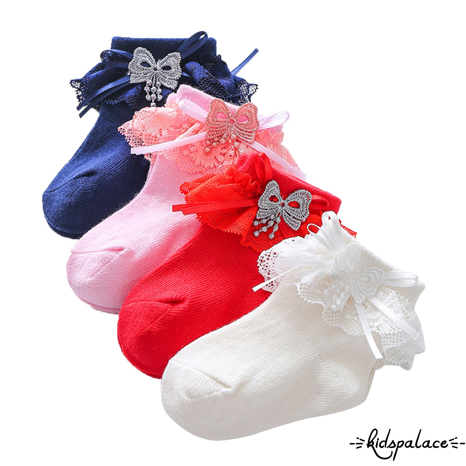 Kids Baby Girls Frilly Bow Lace Tutu Socks Newborn Toddler Soft Ankle Socks New