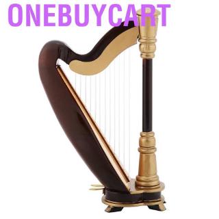 Onebuycart Exquisite Wooden Miniature Harp Model Mini Musical Instrument Home Office Decor #2
